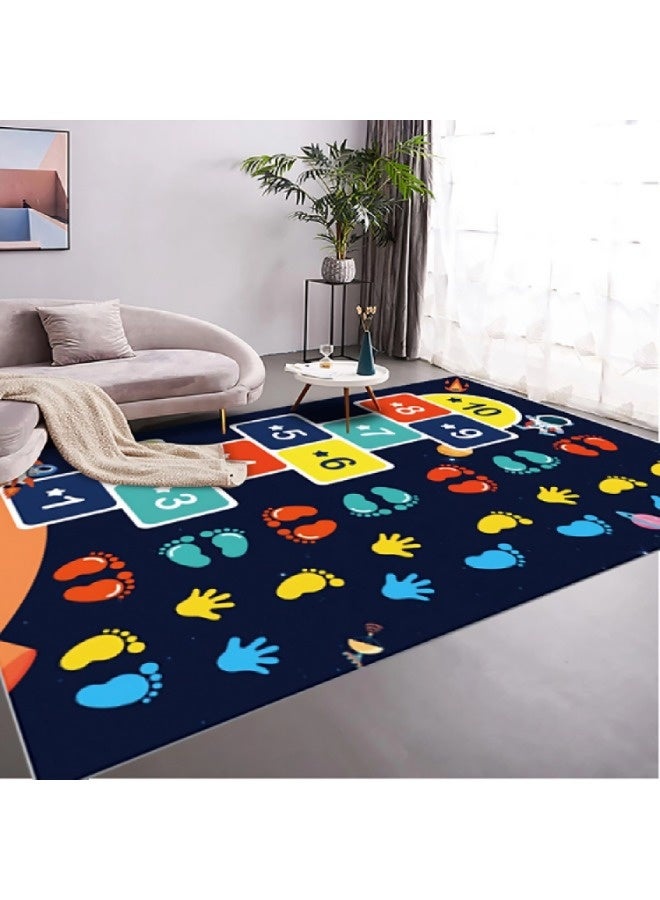 Vixplorn Baby Gyms & Playmats Car Play Mat - Kids Car Rug with Anti-Slip Particles - Easy to Clean Playroom Rugs - Playmat Perfect for Children's Bedrooms, with Hopscotch Design,Black,80×120 cm  - Image 4