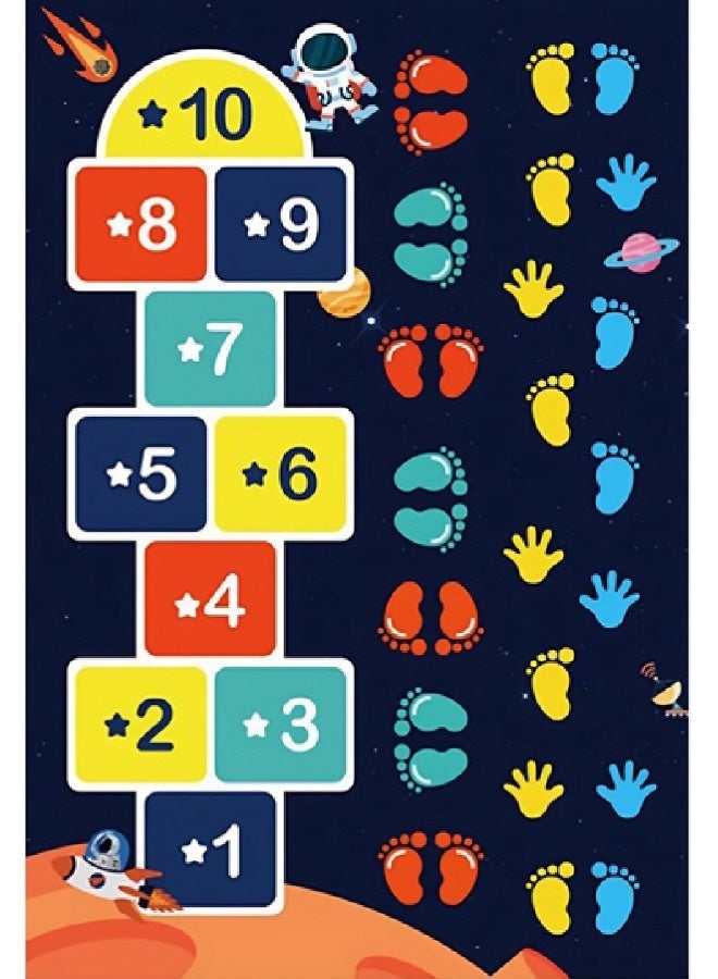 Vixplorn Baby Gyms & Playmats Car Play Mat - Kids Car Rug with Anti-Slip Particles - Easy to Clean Playroom Rugs - Playmat Perfect for Children's Bedrooms, with Hopscotch Design,Black,80×120 cm  - Image 2
