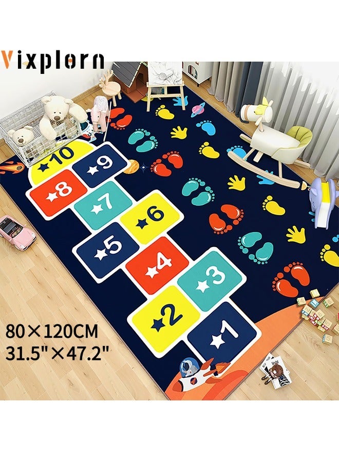 Vixplorn Baby Gyms & Playmats Car Play Mat - Kids Car Rug with Anti-Slip Particles - Easy to Clean Playroom Rugs - Playmat Perfect for Children's Bedrooms, with Hopscotch Design,Black,80×120 cm  - Image 1