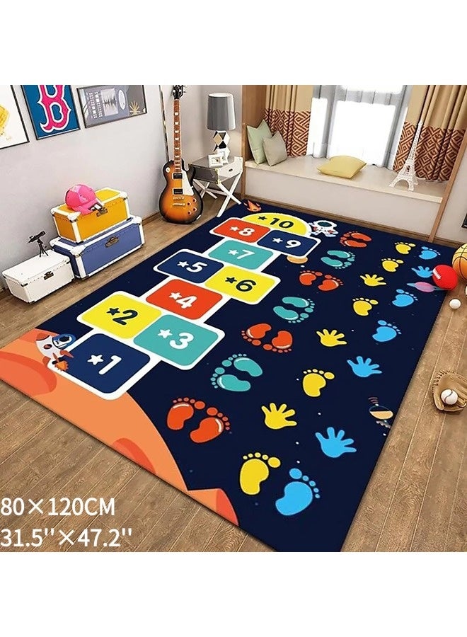 Vixplorn Newborn Games mats/ Car Play Mat - Kids Car Rug with Anti-Slip Particles - Easy to Clean Playroom Rugs - Playmat Perfect for Children's Bedrooms, with Hopscotch Design,Black,80×120 cm - Image 2