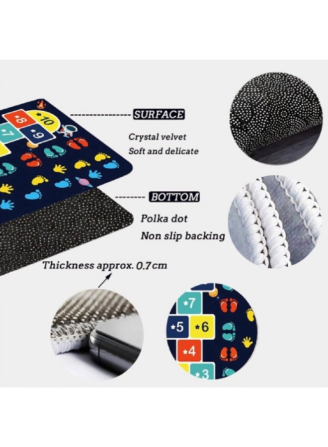 Vixplorn Newborn Games mats/ Car Play Mat - Kids Car Rug with Anti-Slip Particles - Easy to Clean Playroom Rugs - Playmat Perfect for Children's Bedrooms, with Hopscotch Design,Black,80×120 cm - Image 3