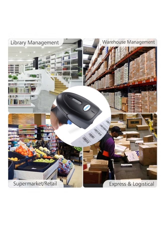 Black Wireless 1D Barcode Scanner Handheld Cordless Bar Code Reader 2000mAh Battery for Supermarket Payment Convenience Store Warehouse Inventory - Image 2