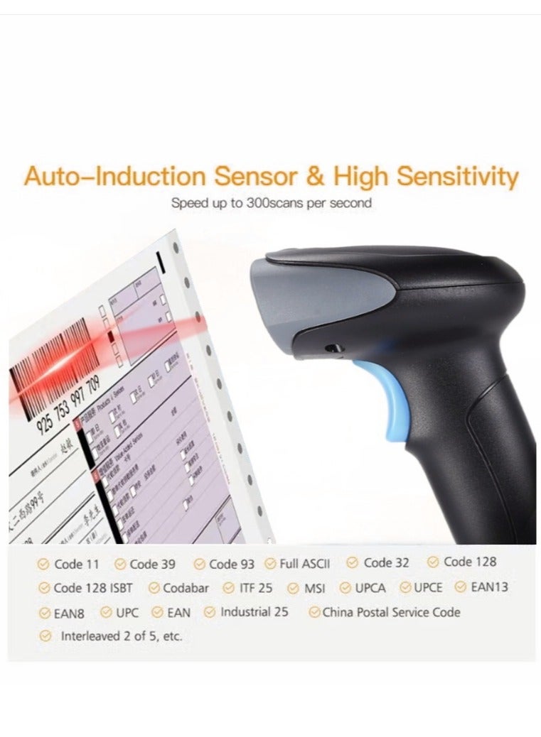 Black Wireless 1D Barcode Scanner Handheld Cordless Bar Code Reader 2000mAh Battery for Supermarket Payment Convenience Store Warehouse Inventory - Image 3