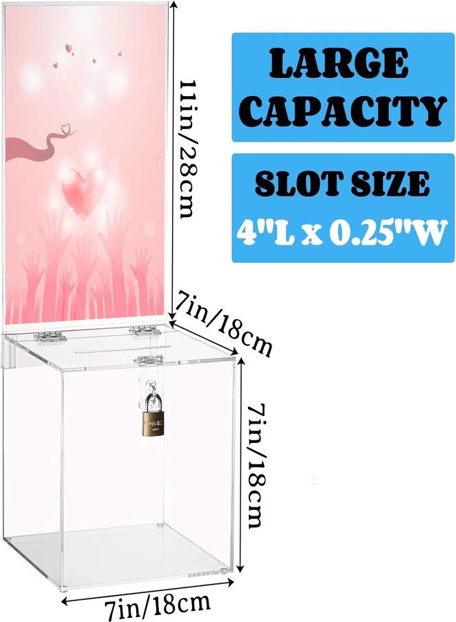 Youeon Square Acrylic Donation Box with Lock, 7 x 7 x 18 in Clear Suggestion Box with Slot and Lock, Ballot Tin with Sign Holder for Tip, Comment, Voting, Charity, Fundraising - Image 2