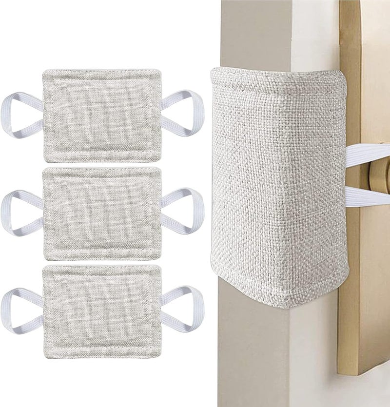 DHVSAM Door Silencer Quiet Door Closer Cushion, Padded Door Latch Cover for Nursery, Baby, Light Sleepers Noise Reduced Prevent from Locking for Toddler Safety - 4 x 3 inch, Natural Colored (3 Pcs) - Image 1