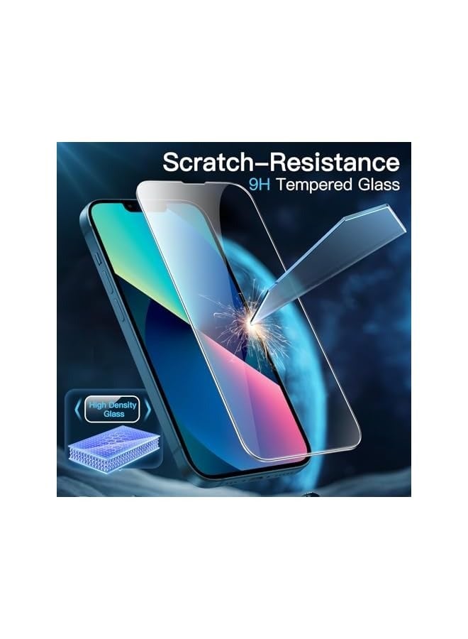 جي تيك جراب مغناطيسي 3 في 1 لهاتف iPhone 13 mini مقاس 5.4 بوصة مع قطعتين من واقيات الشاشة الزجاجية المقواة، متوافق مع MagSafe، غطاء خلفي شفاف غير لامع مقاوم للصدمات (أزرق عاصف) - Image 5