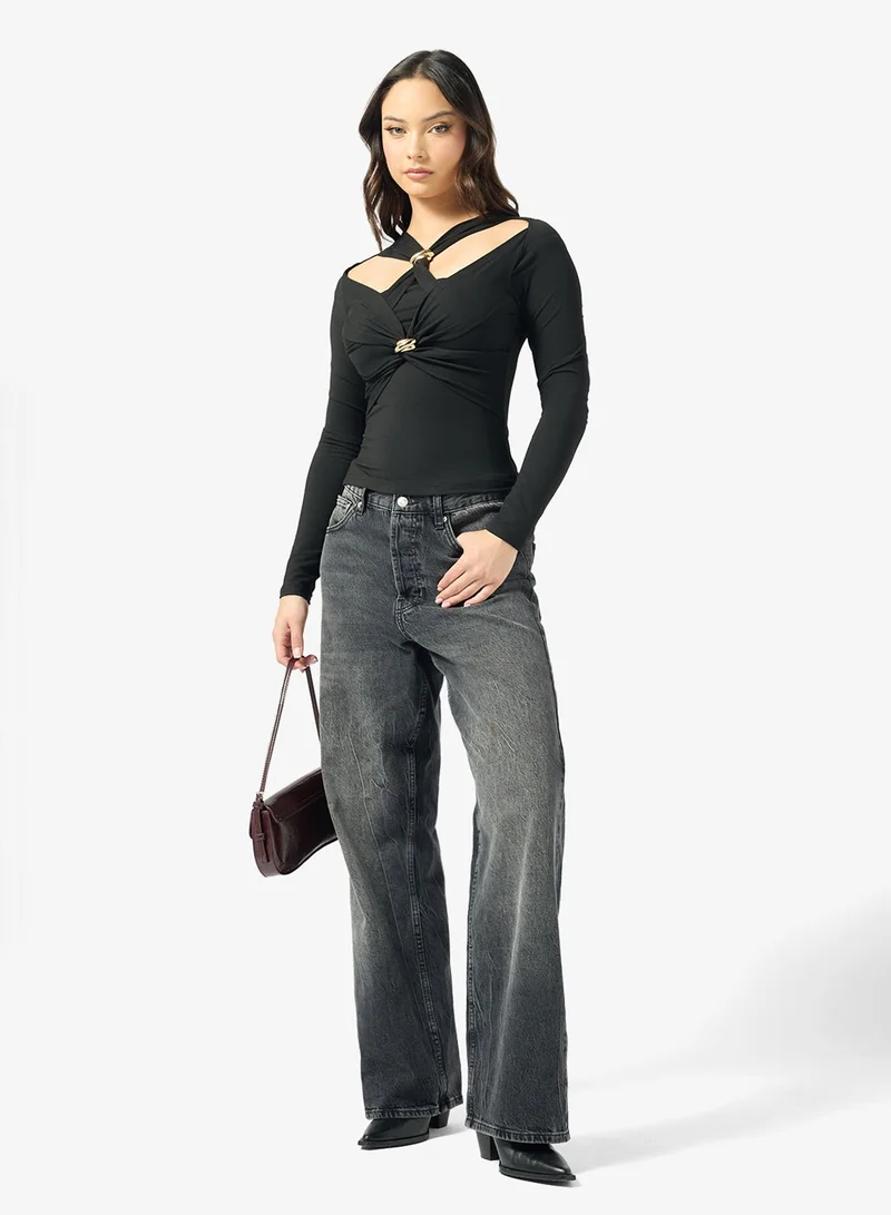 Ginger Twisted Knot Detail Top