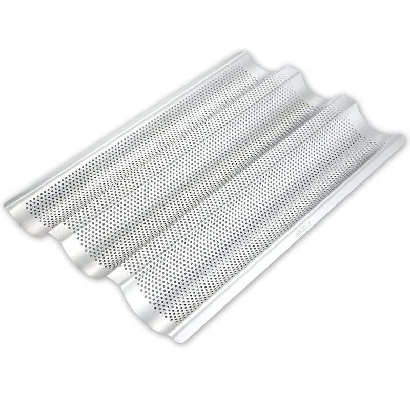 AYCCNH AYCCNH Stainless Steel French Baguette Bread Pan Perforated Loaf Pans for Baking 15x10 3 Waves Toaster Oven Baking Tray 1 Pack