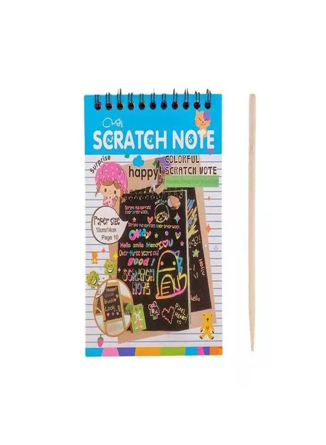 PRIMEFAIR Scratch Art Notebook Kids Rainbow Colorful Scratch Art Kit Drawing Painting Paper Notebook with Drawing Stick Gift (Pack of 10) - Image 3