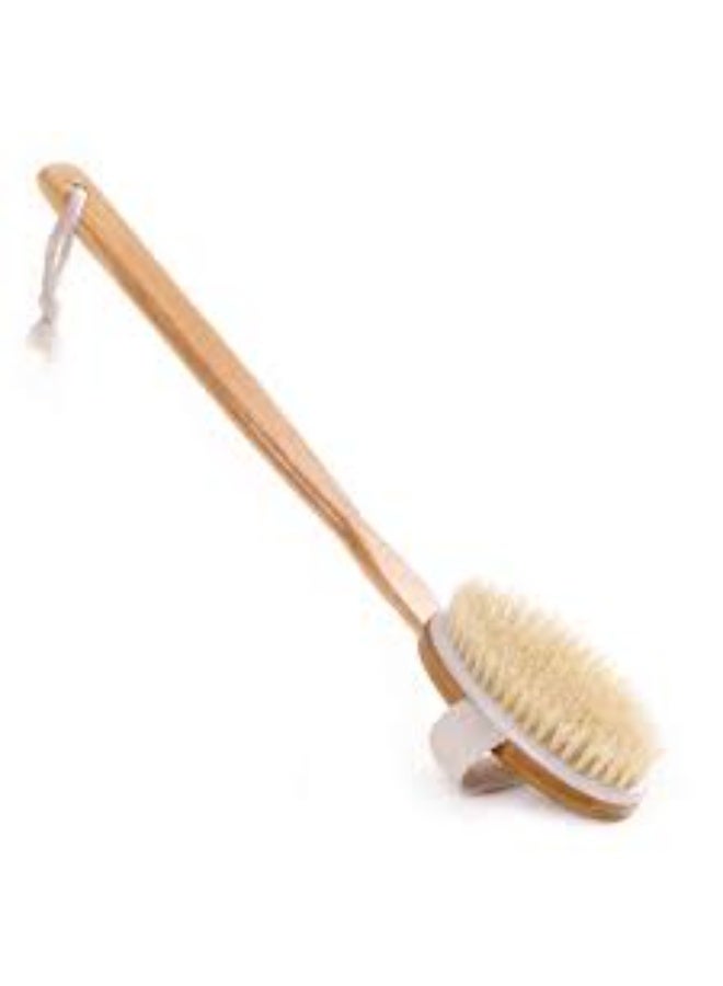 فرشاة استحمام بمقبض خشبي طويل للعناية بالجسم والظهر – فرشاة لطيفة لتقشير البشرة الجافة وتنظيف الجلد المتراكم بطريقة مريحة – تساعد على تنعيم البشرة وتحسين مرونتها – مناسبة للرجال والنساء للاستخدام اليومي - Image 2
