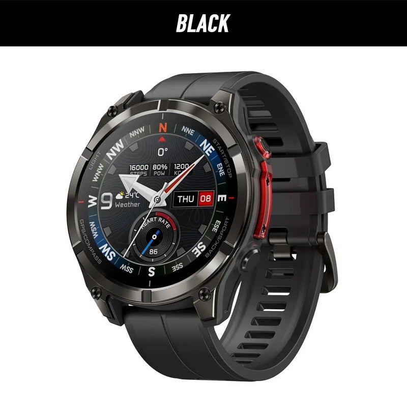 زيبليز ساعة ذكية Zeblaze Stratos 4 Pro GPS Smart Watch 1.43''AMOLED Display Dual-Color Flashlight Music Storage 170+ Workout Modes SmartWatch, Black - Image 1
