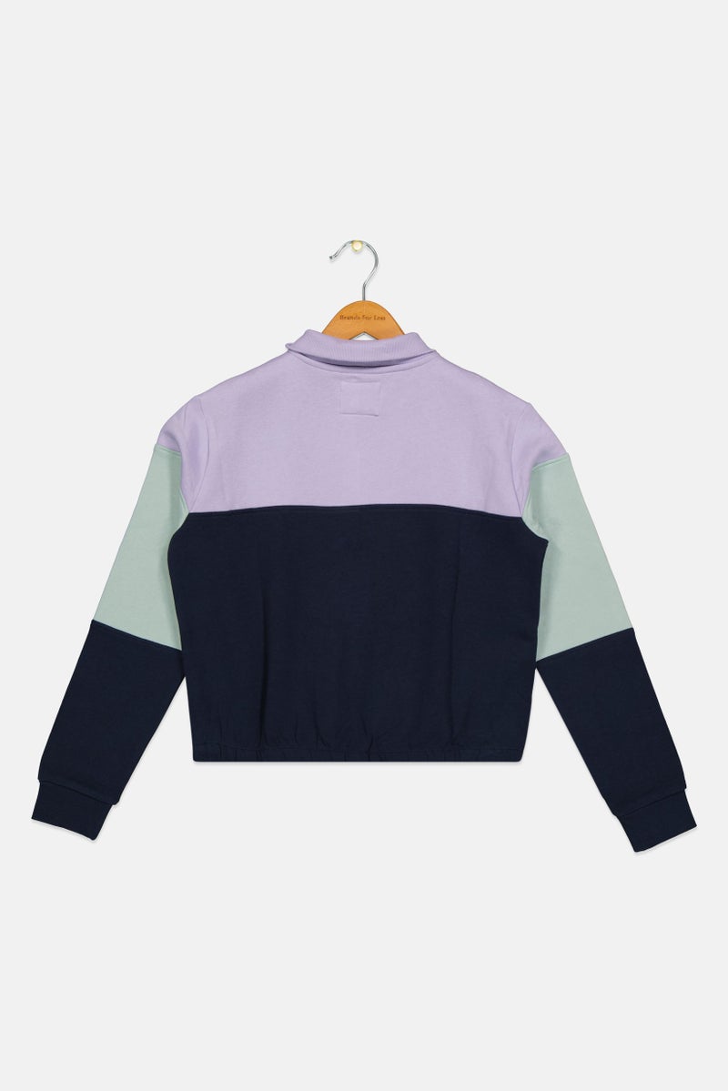 Tchibo Kids Girl Sportwear Plain Sweater, Navy - Image 2