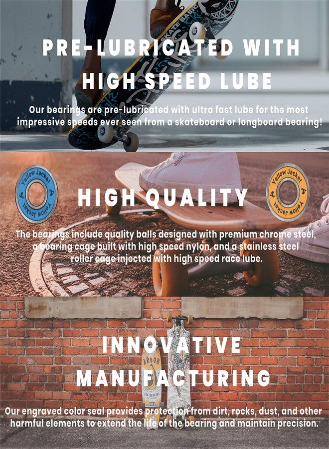 يلو جاكيت محامل سكوتر ممتازة من يلو جاكيت، سكوتر ركل، 608، ABEC 11، أزرق بومبر (عبوة من 4 قطع) - Image 4