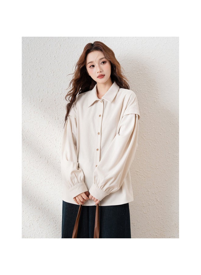 TonLion 2025 Women's Turn-down Collar Solid Color Long Sleeve Shirt - Simple, Gentle, Versatile Casual Wear With Premium Autumn/winter Style - Image 3
