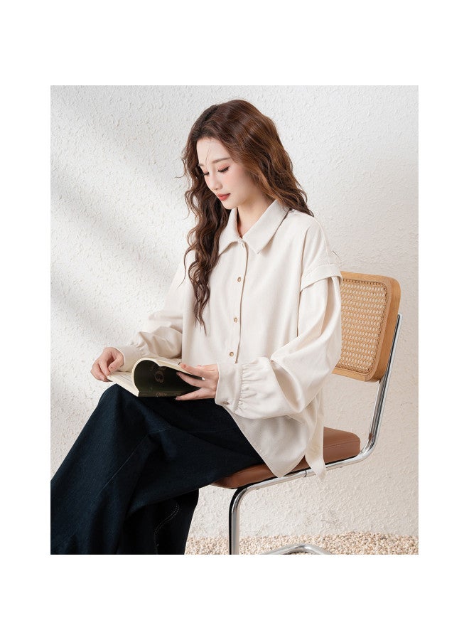 TonLion 2025 Women's Turn-down Collar Solid Color Long Sleeve Shirt - Simple, Gentle, Versatile Casual Wear With Premium Autumn/winter Style - Image 5
