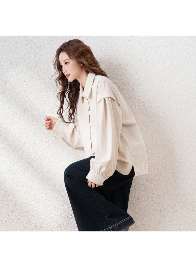 TonLion 2025 Women's Turn-down Collar Solid Color Long Sleeve Shirt - Simple, Gentle, Versatile Casual Wear With Premium Autumn/winter Style - Image 2