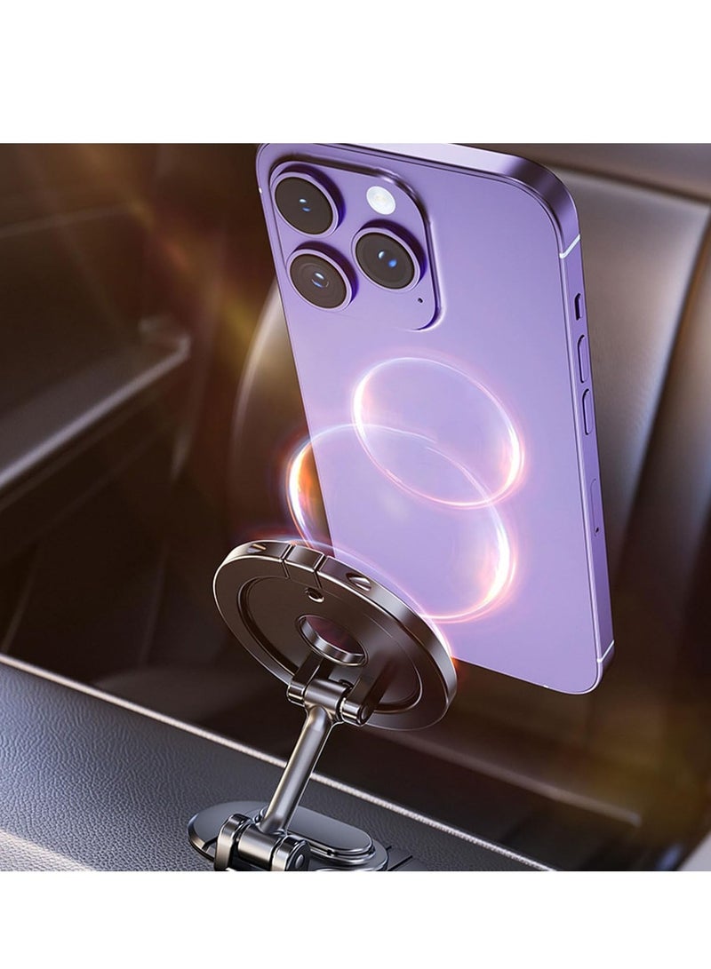Magnetic Phone Car Mount - 360-Degree Rotating and Folding Stand for iPhone 15, 14, 13 Pro Max Plus with MagSafe Compatibility - Image 4