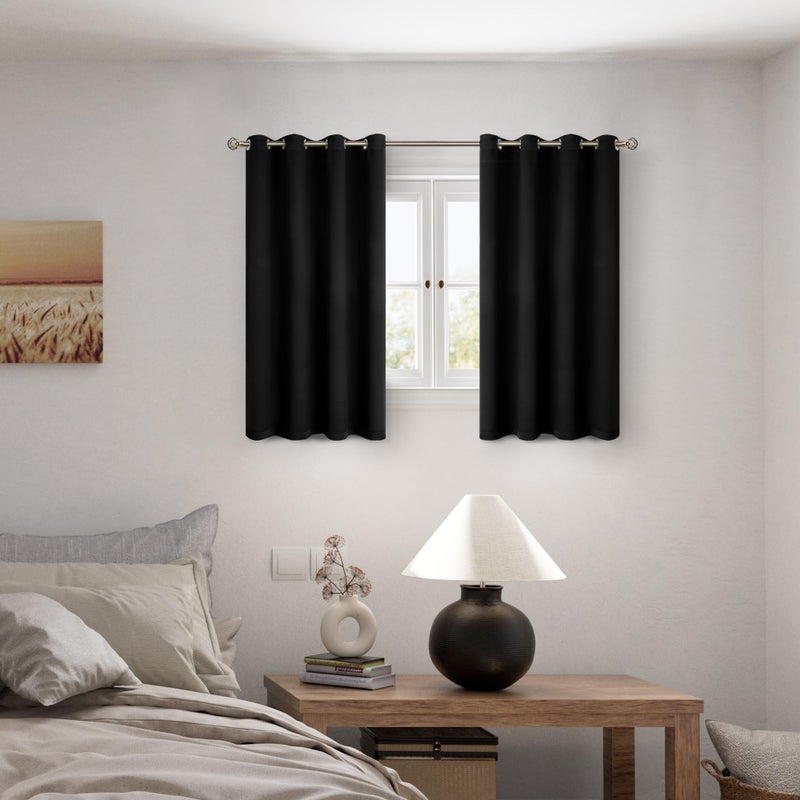 BGment Short 100% Blackout Curtains for Bedroom  Thermal Insulated Energy Efficiency Noise Reducing Grommet Curtains 54 Inch Length with Liner for Small Window 2 Panels Each 46 Inch Wide  Black - Image 2