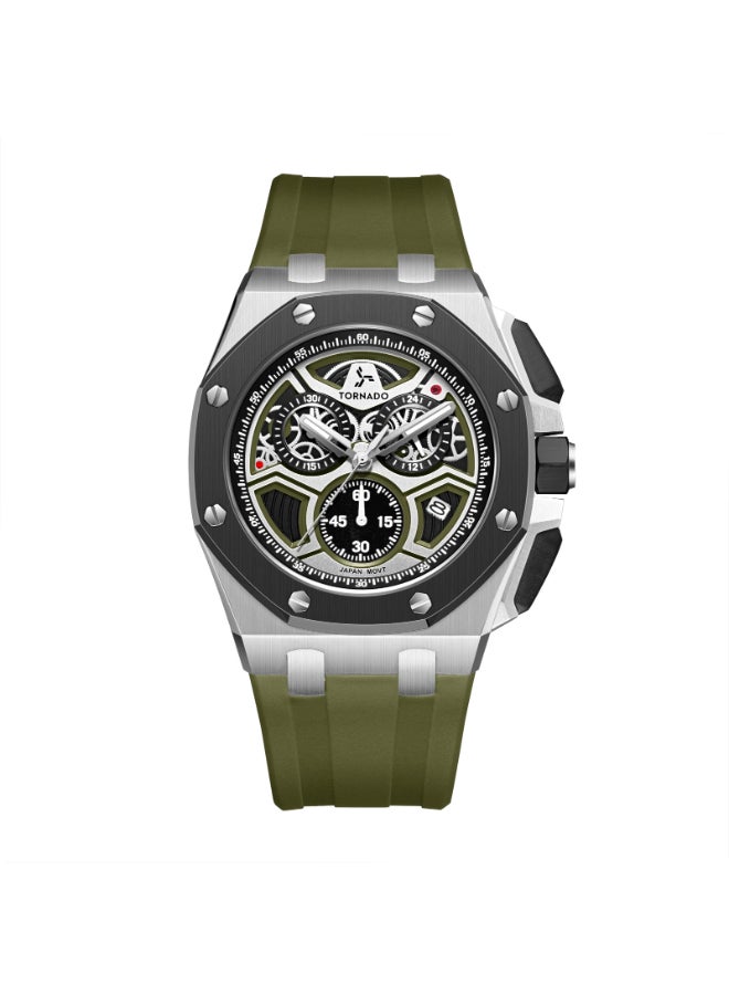 TORNADO Men's High Quality Flexible And Durable Silicone Chronograph Watch T25103-SSHHB - 43mm mm - Image 1