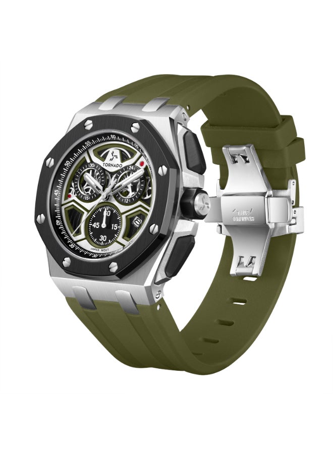 TORNADO Men's High Quality Flexible And Durable Silicone Chronograph Watch T25103-SSHHB - 43mm mm - Image 2