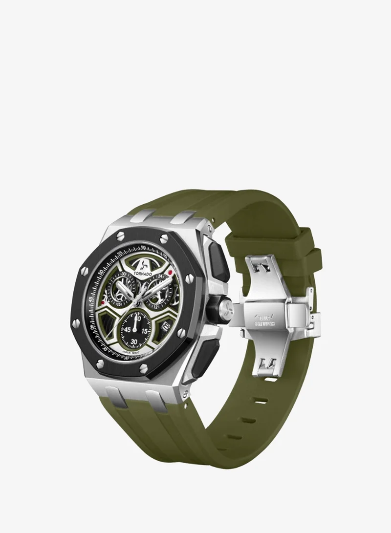 TORNADO Men's High Quality Flexible And Durable Silicone Chronograph Watch T25103-SSHHB - 43mm mm