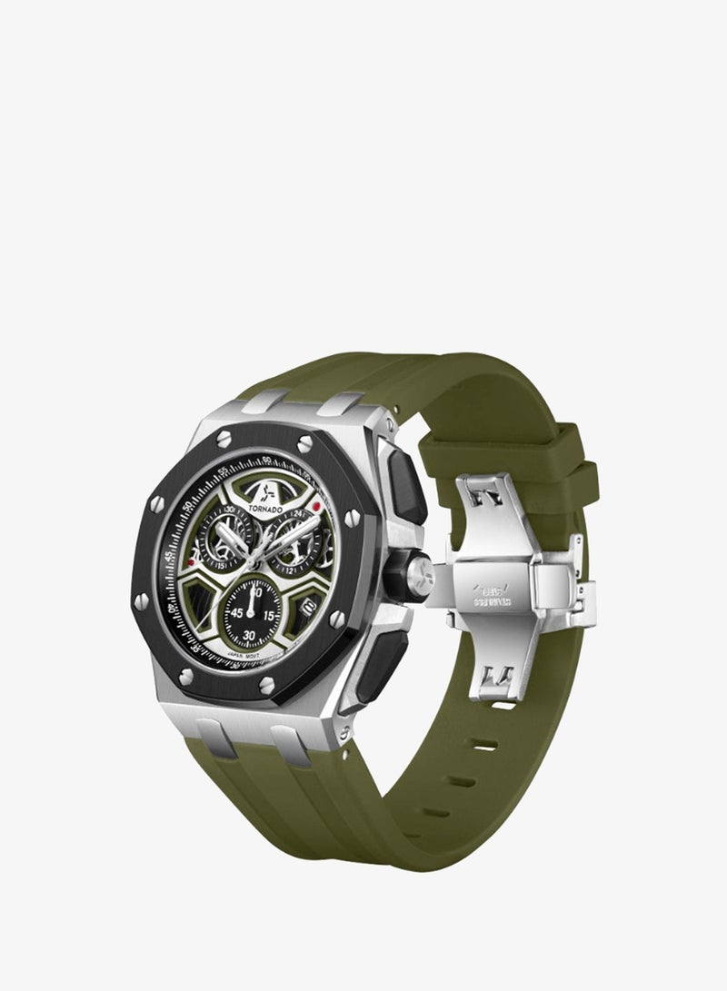 TORNADO Men's High Quality Flexible And Durable Silicone Chronograph Watch T25103-SSHHB - 43mm mm - Image 2