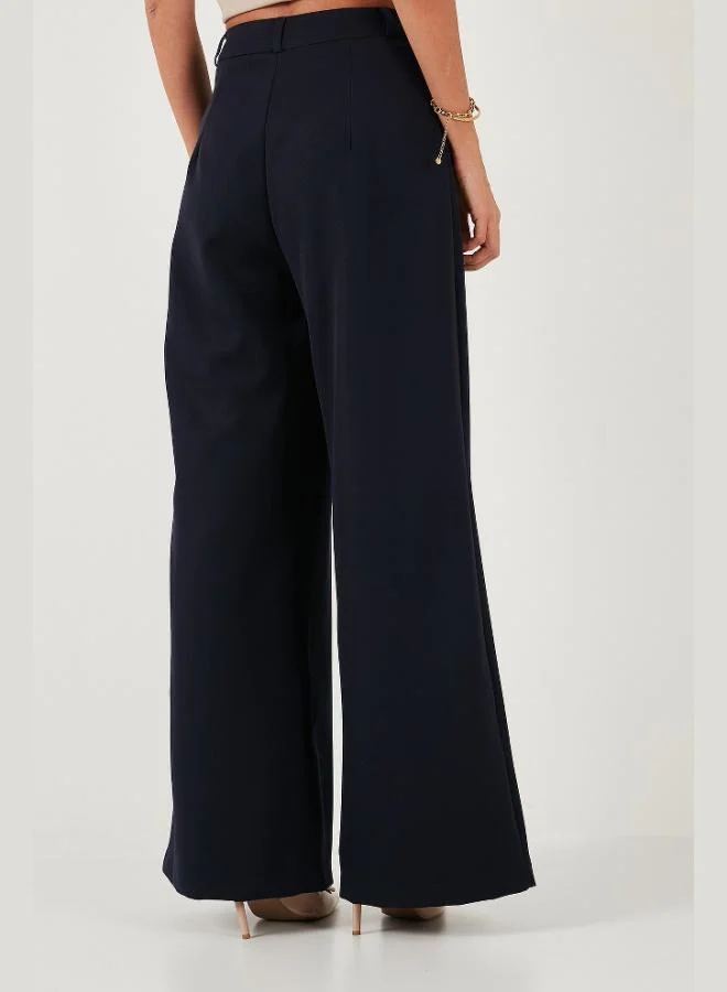 Lela  Lela Pile Detail Wide Leg High Waist Wide Leg Trousers Women's Pants 6522016 for Women | Best Price UAE