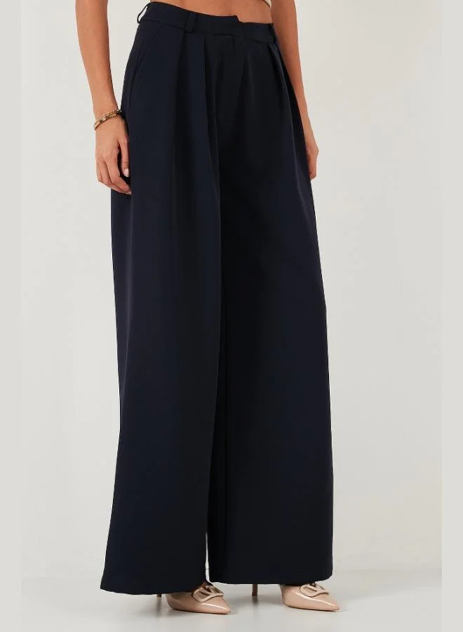Lela  Lela Pile Detail Wide Leg High Waist Wide Leg Trousers Women's Pants 6522016 for Women | Best Price UAE