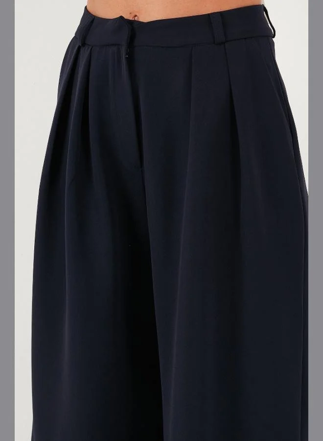 Lela  Lela Pile Detail Wide Leg High Waist Wide Leg Trousers Women's Pants 6522016 for Women | Best Price UAE