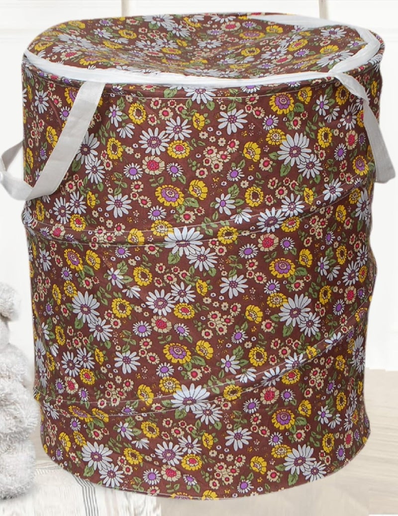 Winner 19 L Multicolor Polyester Floral Print Round Folding Laundry Bag 36 x 42 Brown  - Image 1