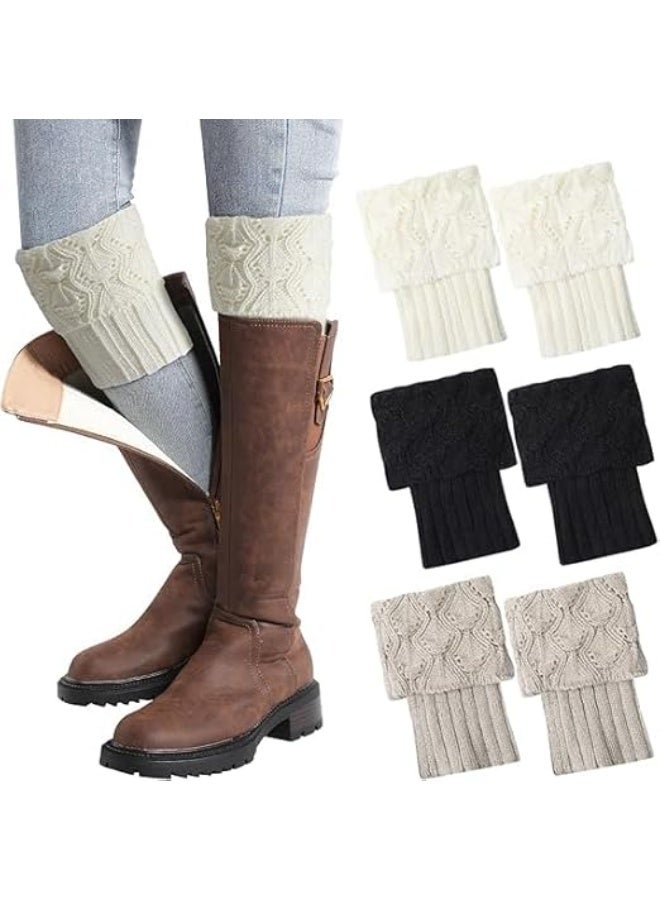 Leg Warmers - Boot Socks for Women 3 Pair Boot Cuffs Topper for Women Winter Leg Warmer Socks Ankle Warmers, One Size - Image 1
