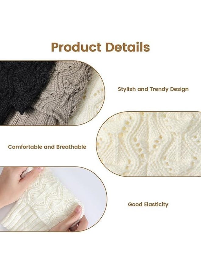 Leg Warmers - Boot Socks for Women 3 Pair Boot Cuffs Topper for Women Winter Leg Warmer Socks Ankle Warmers, One Size - Image 3