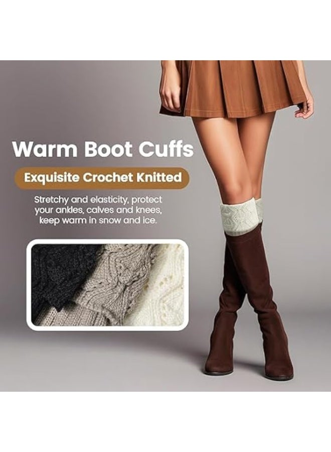 Leg Warmers - Boot Socks for Women 3 Pair Boot Cuffs Topper for Women Winter Leg Warmer Socks Ankle Warmers, One Size - Image 4