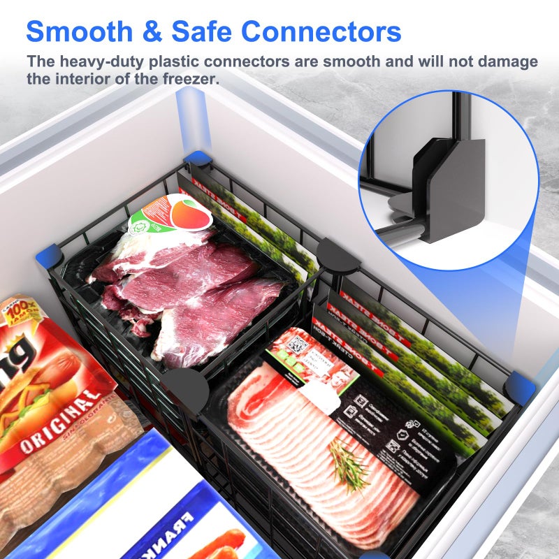 MASHDE Freezer Organizer Bins, Freezer Dividers for Deep Chest Freezer Compressor Area, Black Wire Basket Shelf for Food Storage Kitchen Refrigerator Organization (Medium) - Image 4