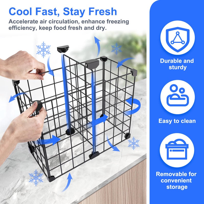MASHDE Freezer Organizer Bins, Freezer Dividers for Deep Chest Freezer Compressor Area, Black Wire Basket Shelf for Food Storage Kitchen Refrigerator Organization (Medium) - Image 2
