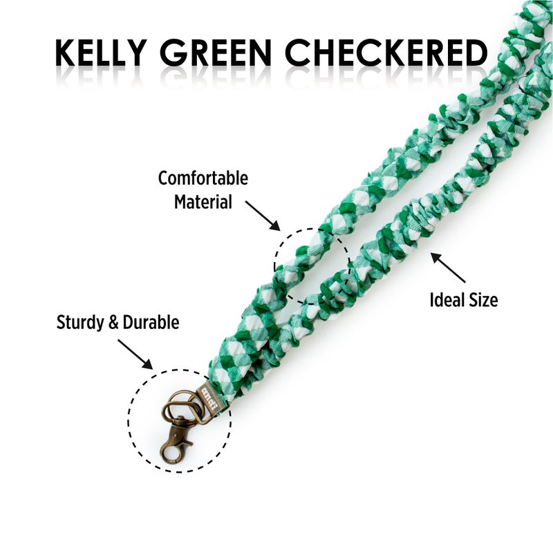 ANDI Neck Lanyard For Women - Scrunchie Cute Lanyard for Keys, Id Card Holder, Wallet - Aesthetic Long Lanyard (Kelly Green Checkered) - Image 3