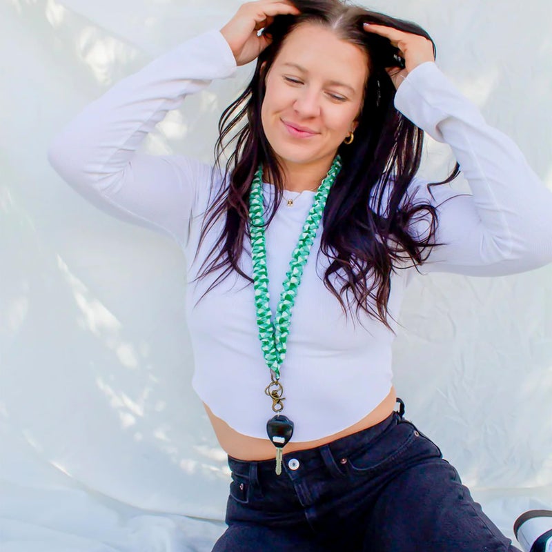 ANDI Neck Lanyard For Women - Scrunchie Cute Lanyard for Keys, Id Card Holder, Wallet - Aesthetic Long Lanyard (Kelly Green Checkered) - Image 2