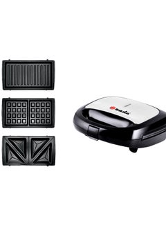 zada 3 In 1 Interchangeable Grill & Waffle& Sandwich Maker, 800 W, silver  - Image 1