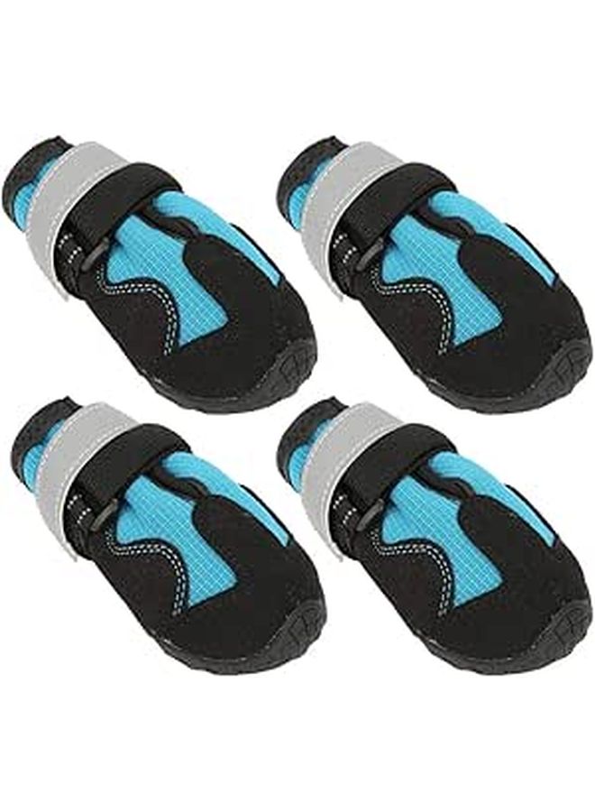 Anti Slip Reflective Dog Shoes Pet Boots Microfiber PU Leather Black Blue 4pcs Set Sizes 2 3 4 5 6 7 8 - Image 1