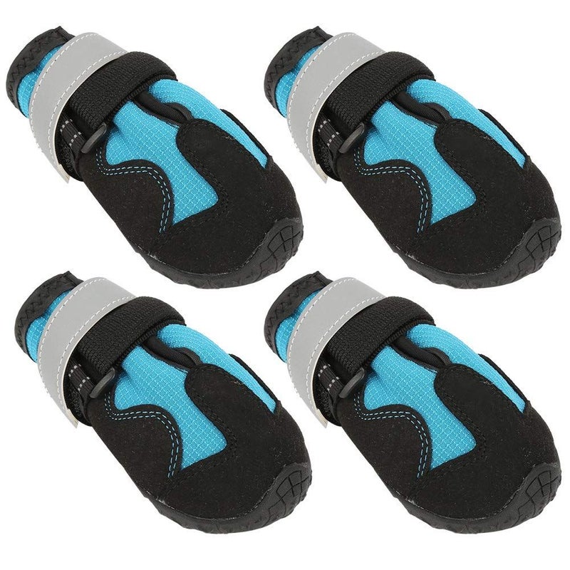 Anti Slip Reflective Dog Shoes Pet Boots Microfiber PU Leather Black Blue 4pcs Set Sizes 2 3 4 5 6 7 8 - Image 2