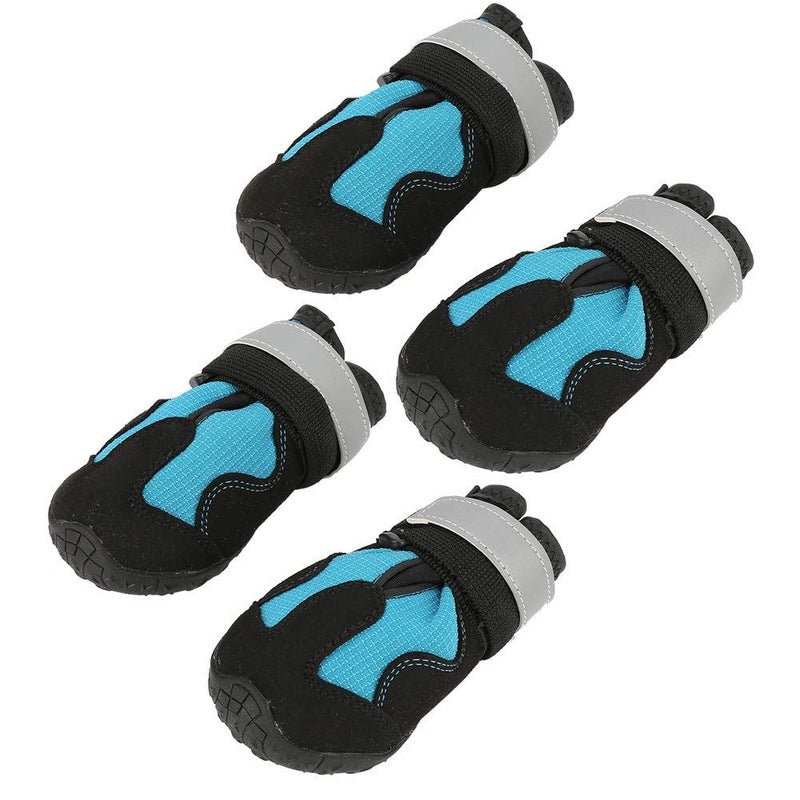 Anti Slip Reflective Dog Shoes Pet Boots Microfiber PU Leather Black Blue 4pcs Set Sizes 2 3 4 5 6 7 8 - Image 4