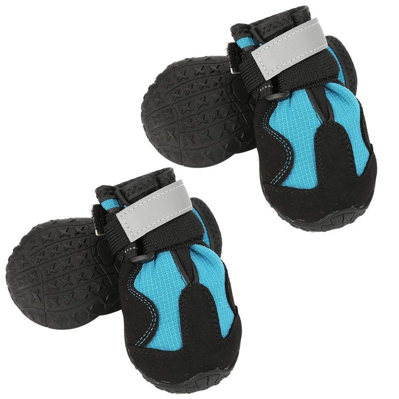Anti Slip Reflective Dog Shoes Pet Boots Microfiber PU Leather Black Blue 4pcs Set Sizes 2 3 4 5 6 7 8 - Image 3