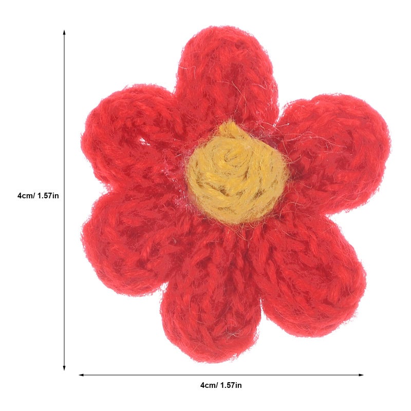 Red Yarn Flower Sewing Appliques DIY Craft Patches For Clothing Bags Shoes Decoration - Image 3
