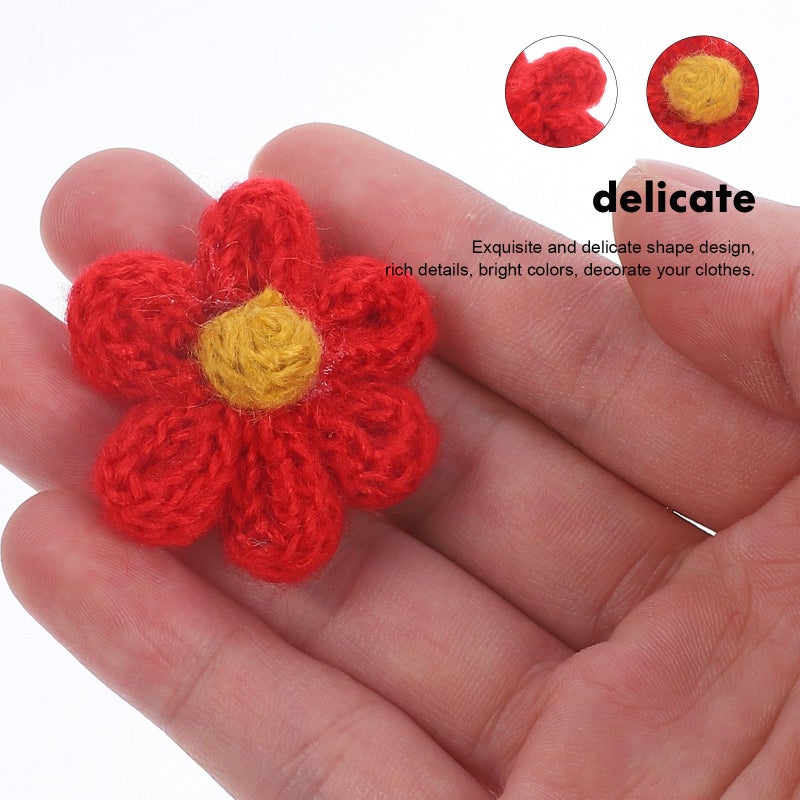 Red Yarn Flower Sewing Appliques DIY Craft Patches For Clothing Bags Shoes Decoration - Image 5