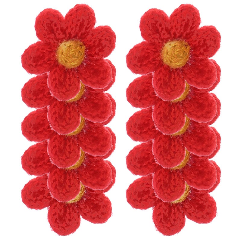 Red Yarn Flower Sewing Appliques DIY Craft Patches For Clothing Bags Shoes Decoration - Image 2