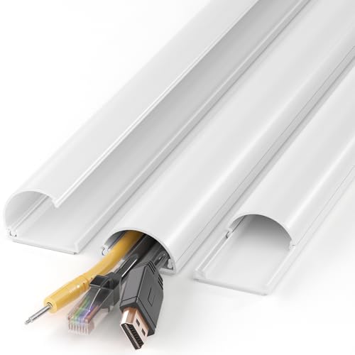 ZhiYo Cord Hider 42.5in(3X L14.2in), Cable Hider for 2-4 Cords, Cord Covers for Wires on Wall, Wire Covers for Cords Wall Mount TV, Cable Raceway White, W1.4in x H0.7in - Image 1