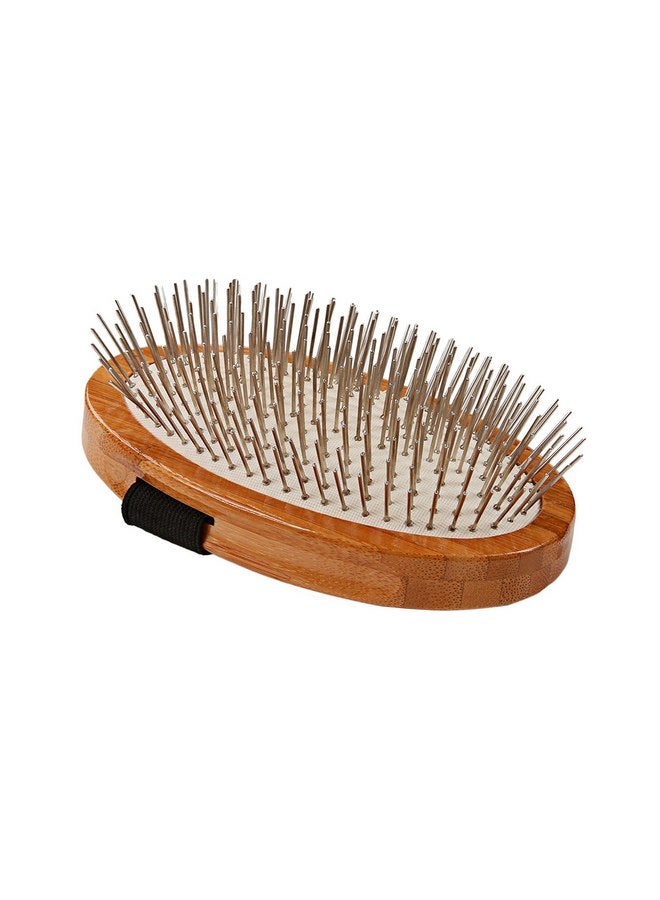 Bass Brushes | Style & Detangle Pet Brush Alloy Pin | Pure Bamboo Handle | Palm Style | Striped Finish | Model A6-Sb - Image 5