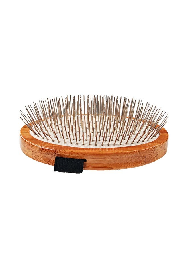 Bass Brushes | Style & Detangle Pet Brush Alloy Pin | Pure Bamboo Handle | Palm Style | Striped Finish | Model A6-Sb - Image 4
