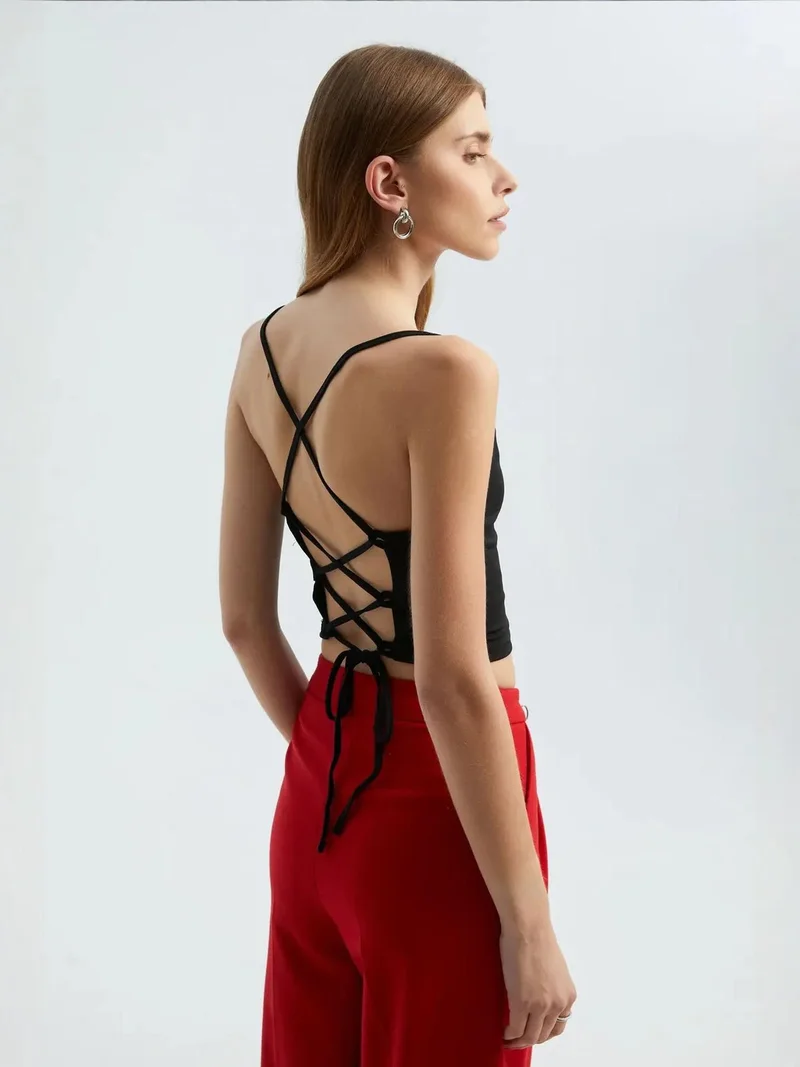 HICCUP Spaghetti Strap Cami Top with a Back Detail