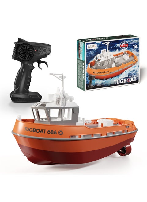 TX686 Remote Control Boat 1:72 Full-scale Simulation Tugboat 686 Dual-motor Port Operation Small Tugboat RC Model-Color: Tugboat-Specifications:1:72